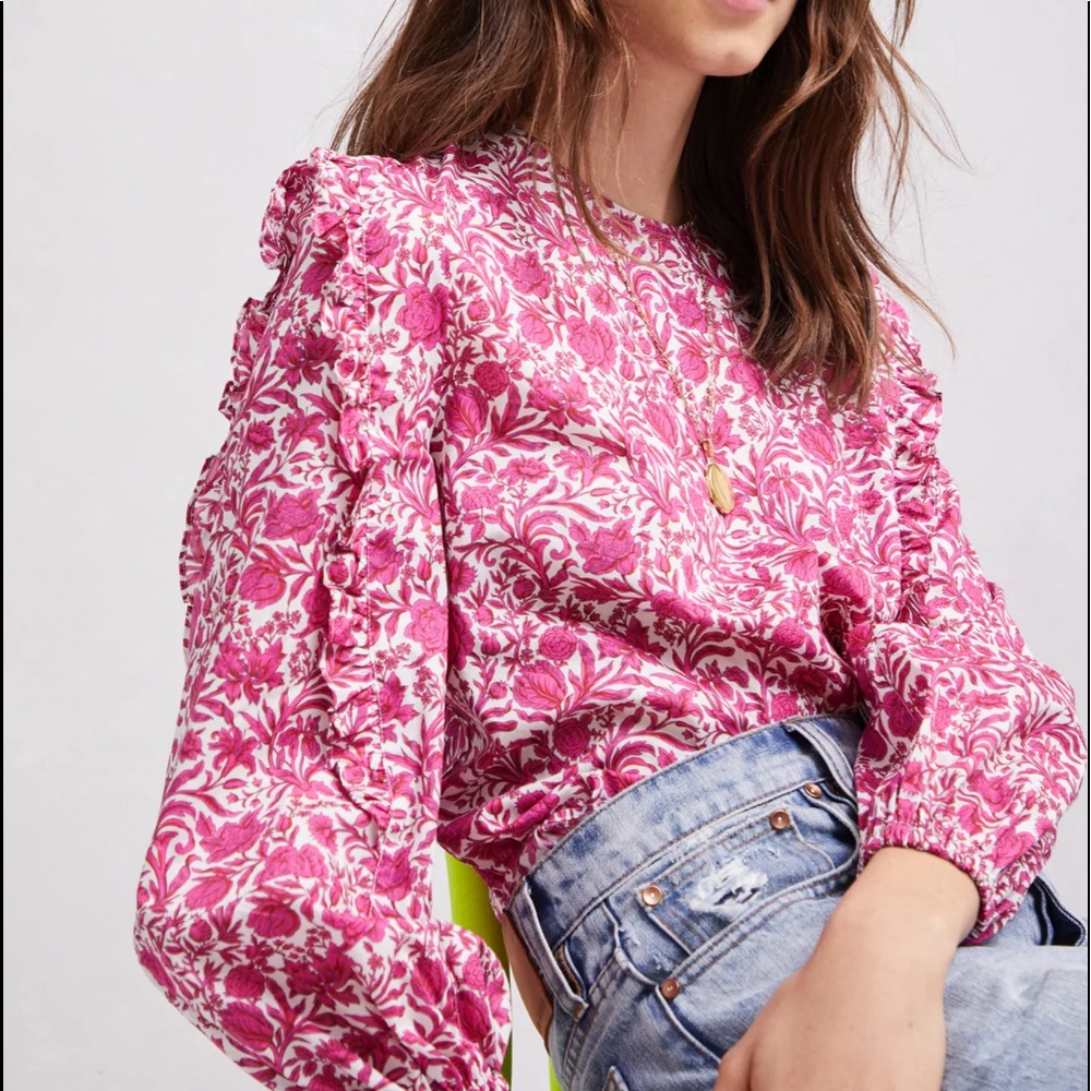 J. Crew X Liberty Fabrics Ruffle Sleeve Top